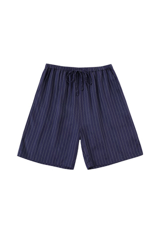 Unisex Tencel Stripe Easy Shorts Navy