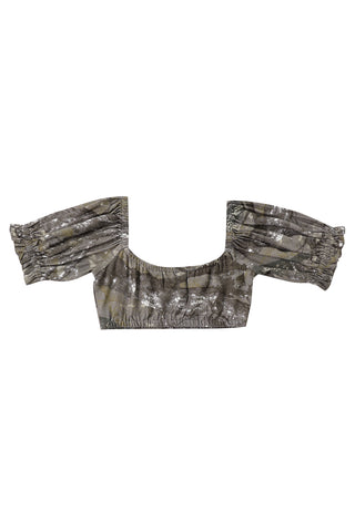 Wench Crop Top Soft Linen Forest Camo