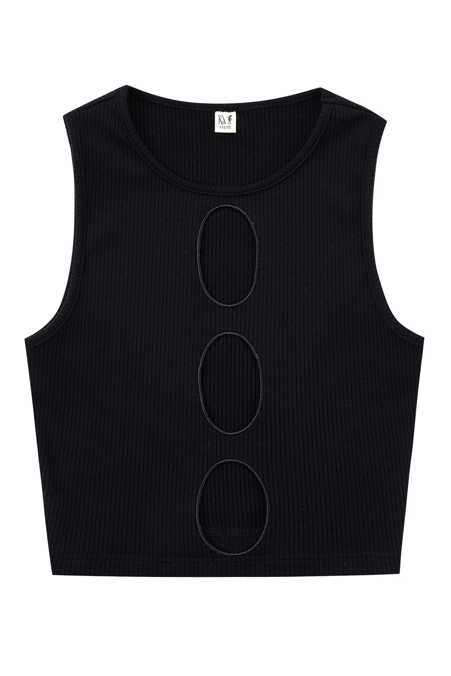 3 Hole Punch Tencel Rib Crop Tank BLACK