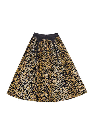 Garter Skirt Soft Linen Black/Leopard