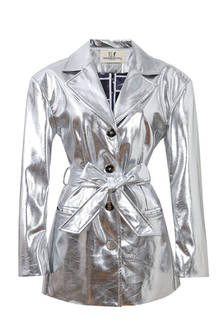 Silver Faux Leather Jacket