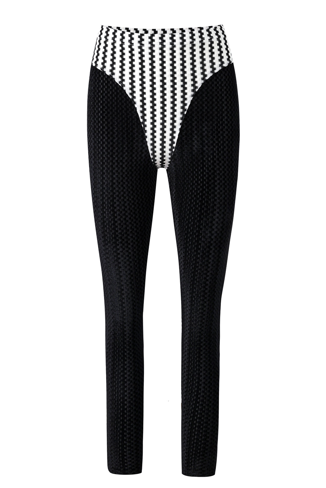 Criminal Crotch Thong Velvet Leggings Black/White