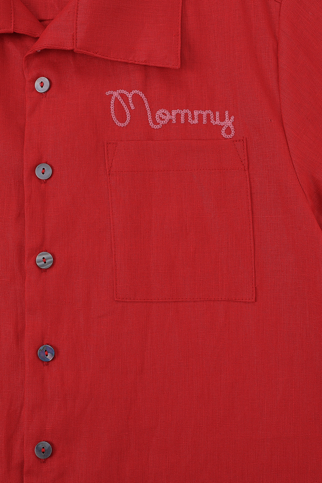 Mommy Bowling Shirt Red Linen