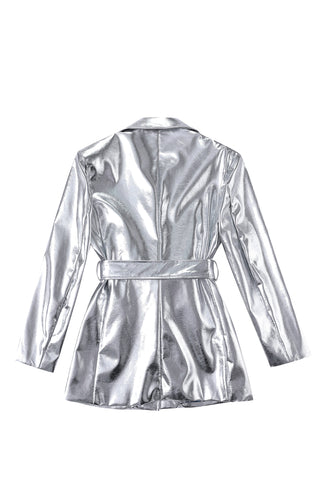 Silver Faux Leather Jacket