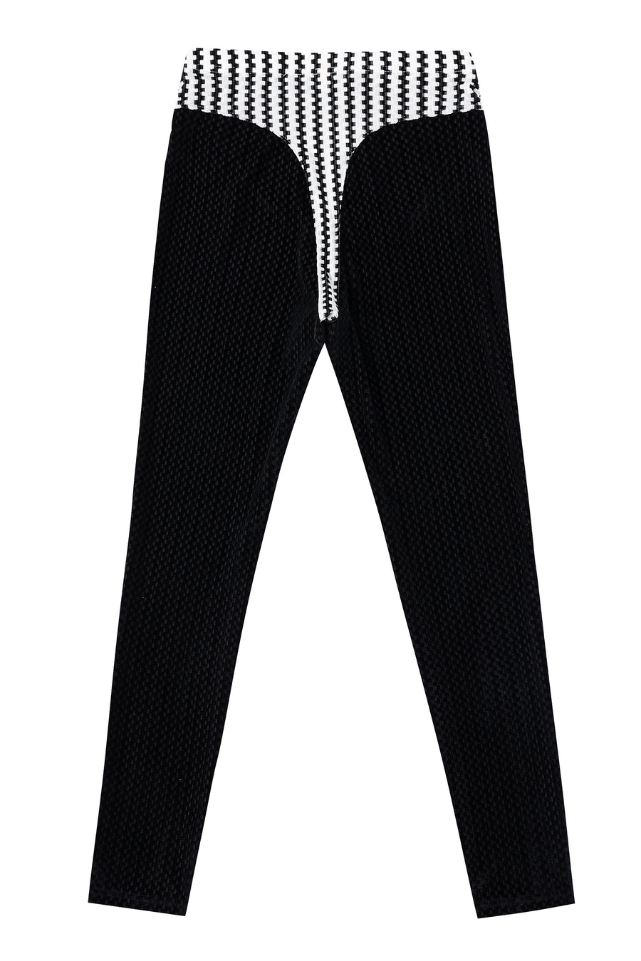 Criminal Crotch Thong Velvet Leggings Black/White