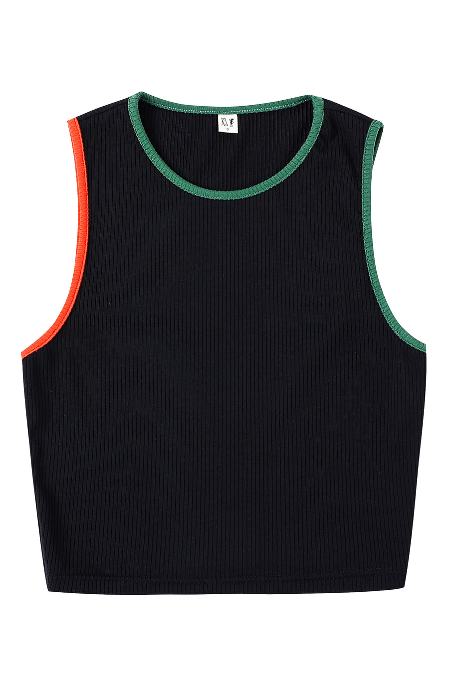 Tencel Rib Crop Tank Black Asymmetrical Christmas