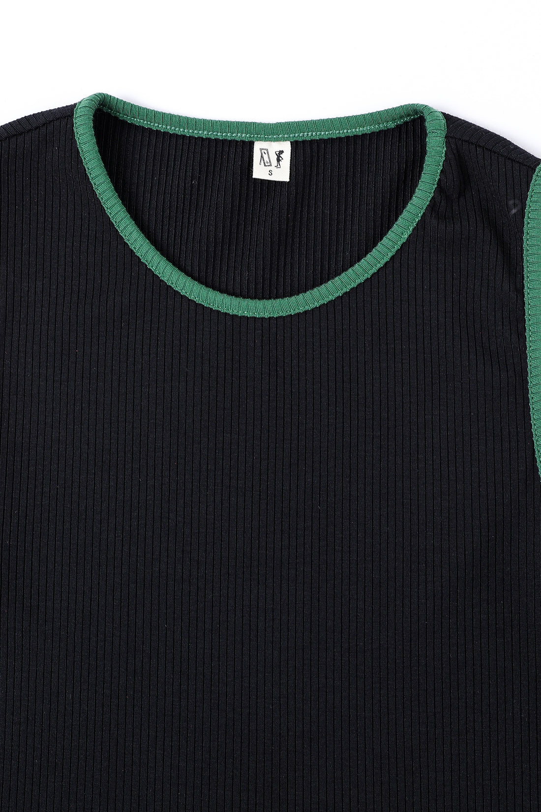 Tencel Rib Crop Tank Black Asymmetrical Christmas