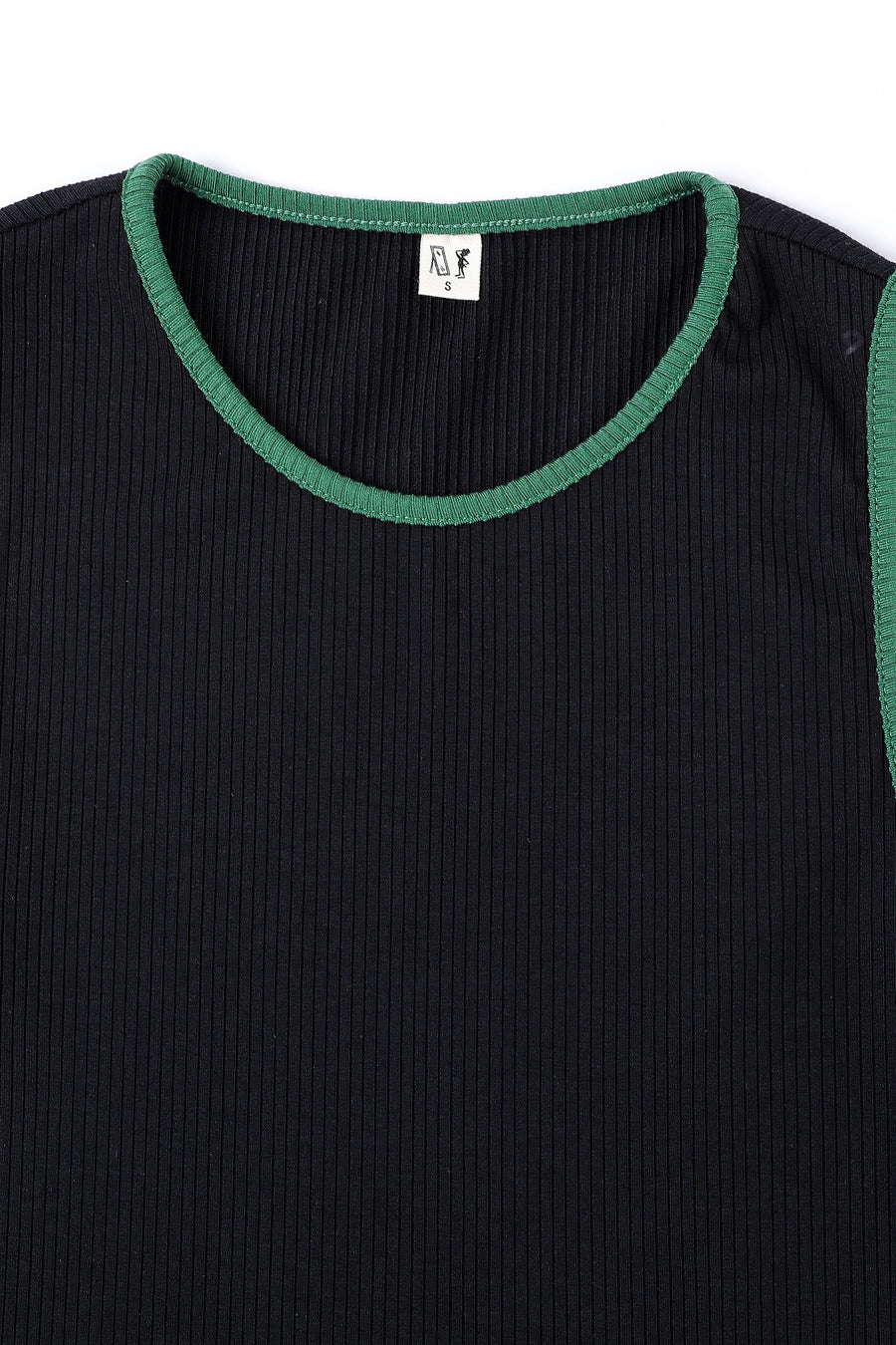 Tencel Rib Crop Tank Black Asymmetrical Christmas