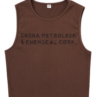 CHINA PETROLEUM Tencel Rib Crop Tank