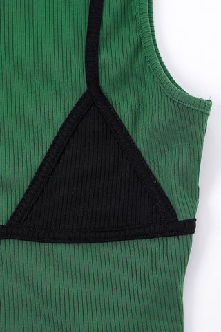 Bikini Bod Tencel Rib Crop Tank Green/Black