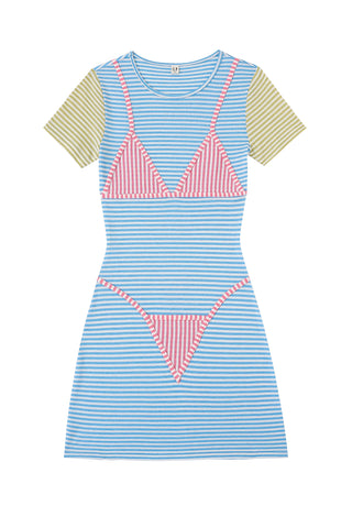 Bikini Bod Wool Blend Stripe Mini Dress Candy Necklace