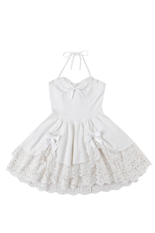 Moulin Rouge Linen Lacey Dress White