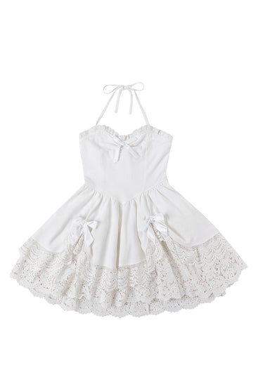 Moulin Rouge Linen Lacey Dress White