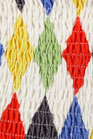 Soft Linen Smocked Waist Blouse Harlequin