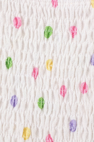 Soft Linen Smocked Waist Blouse Funfetti