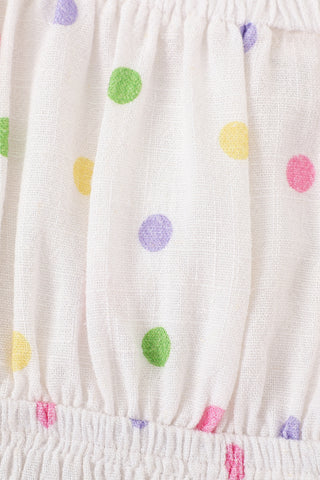 Soft Linen Smocked Waist Blouse Funfetti