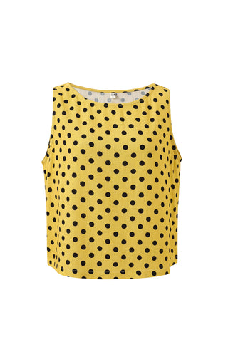 Shift Tank Soft Linen Yellow Polka Dot