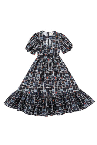 6 left - Good Girl Linen Dress Cute Fish
