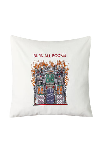 BURN ALL BOOKS Embroidered Pillow Case