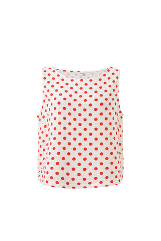 Shift Tank Soft Linen Red Polka Dot