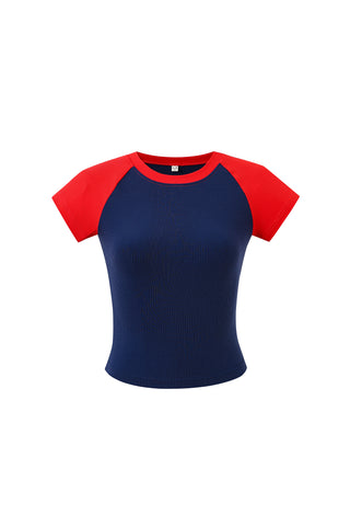 Tencel Rib Raglan Baby Tee Navy/Red