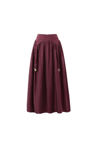 Garter Tencel Skirt Maroon Stripe