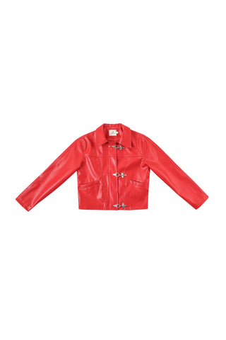 Amelia Plant Leather Jacket Red