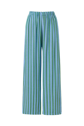 Lazy Pants Soft Linen Green/Blue Stripe