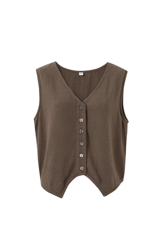 Brown Soft Linen Vest