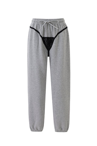 Lace Bikini Bod Zip-up Sweatpants Gray/Black