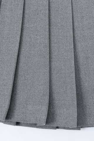Gray Pleated Micro Mini Skirt
