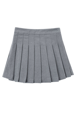 Gray Pleated Micro Mini Skirt