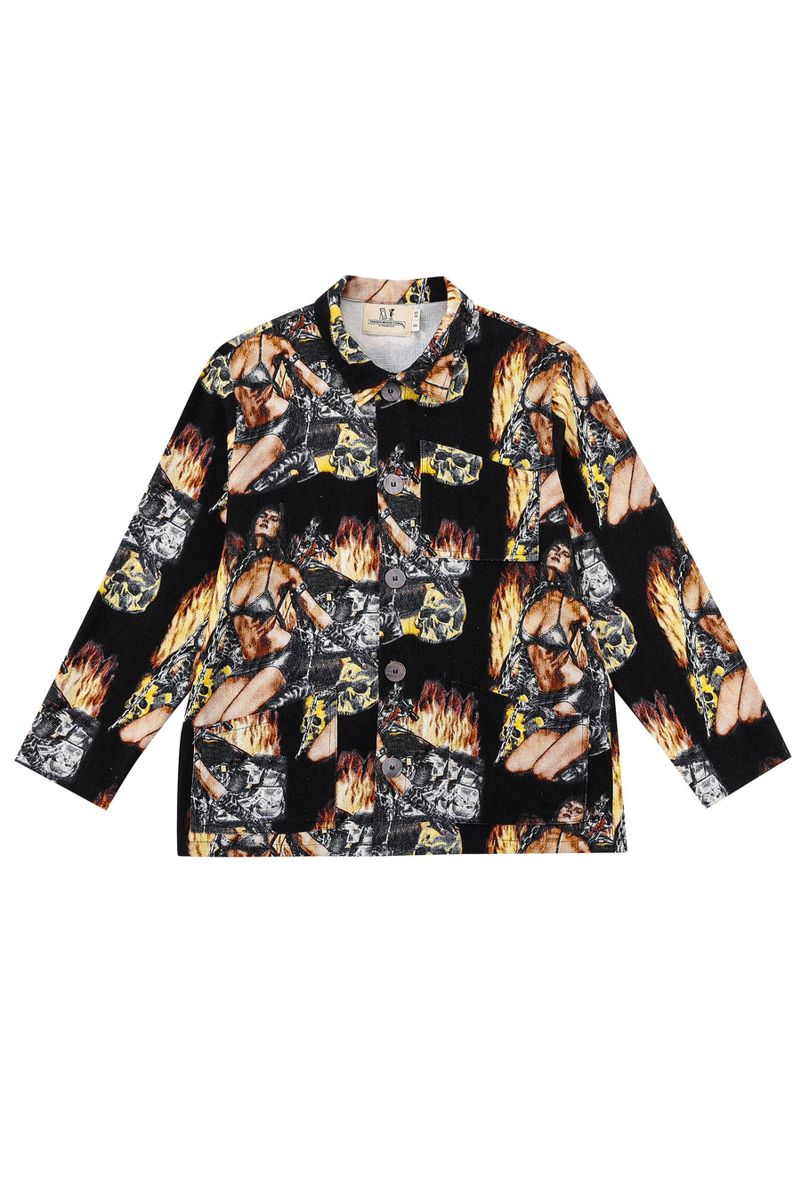 Unisex Biker Fire Chore Jacket