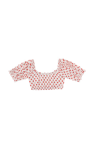 Wench Crop Top Soft Linen Red Polka Dot