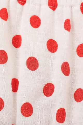 Wench Crop Top Soft Linen Red Polka Dot