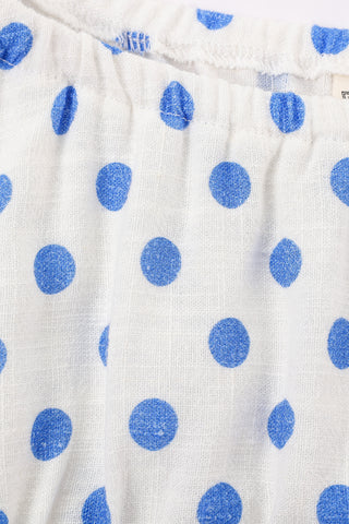 Wench Crop Top Soft Linen Blue Polka Dot