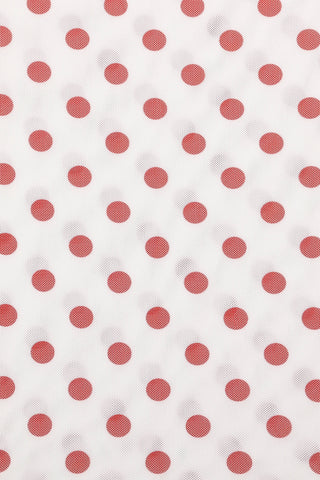 Boat Neck Mesh Shift Tank Red Polka Dot