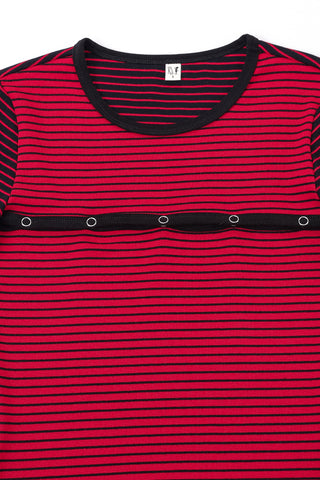Calvin Long Sleeve Snap Mini Dress Blood Stripe