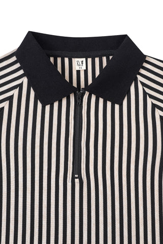 Referee Zip Polo Cream Stripe