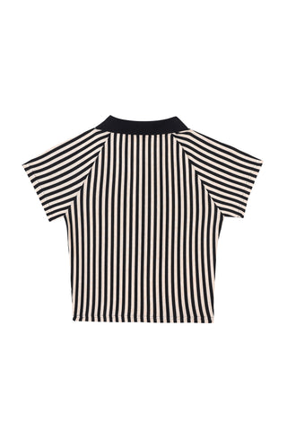 Referee Zip Polo Cream Stripe