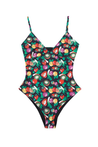 Triangle One Piece Swimsuit Vegetable Medley
