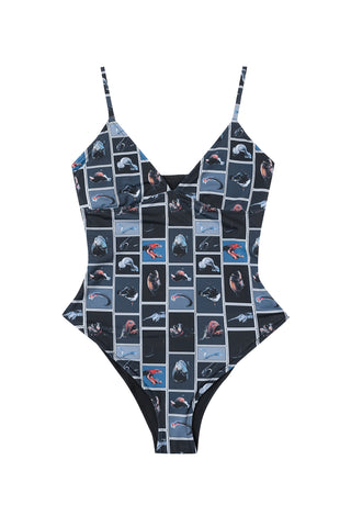 Triangle One Piece Swimsuit Cuter Fish