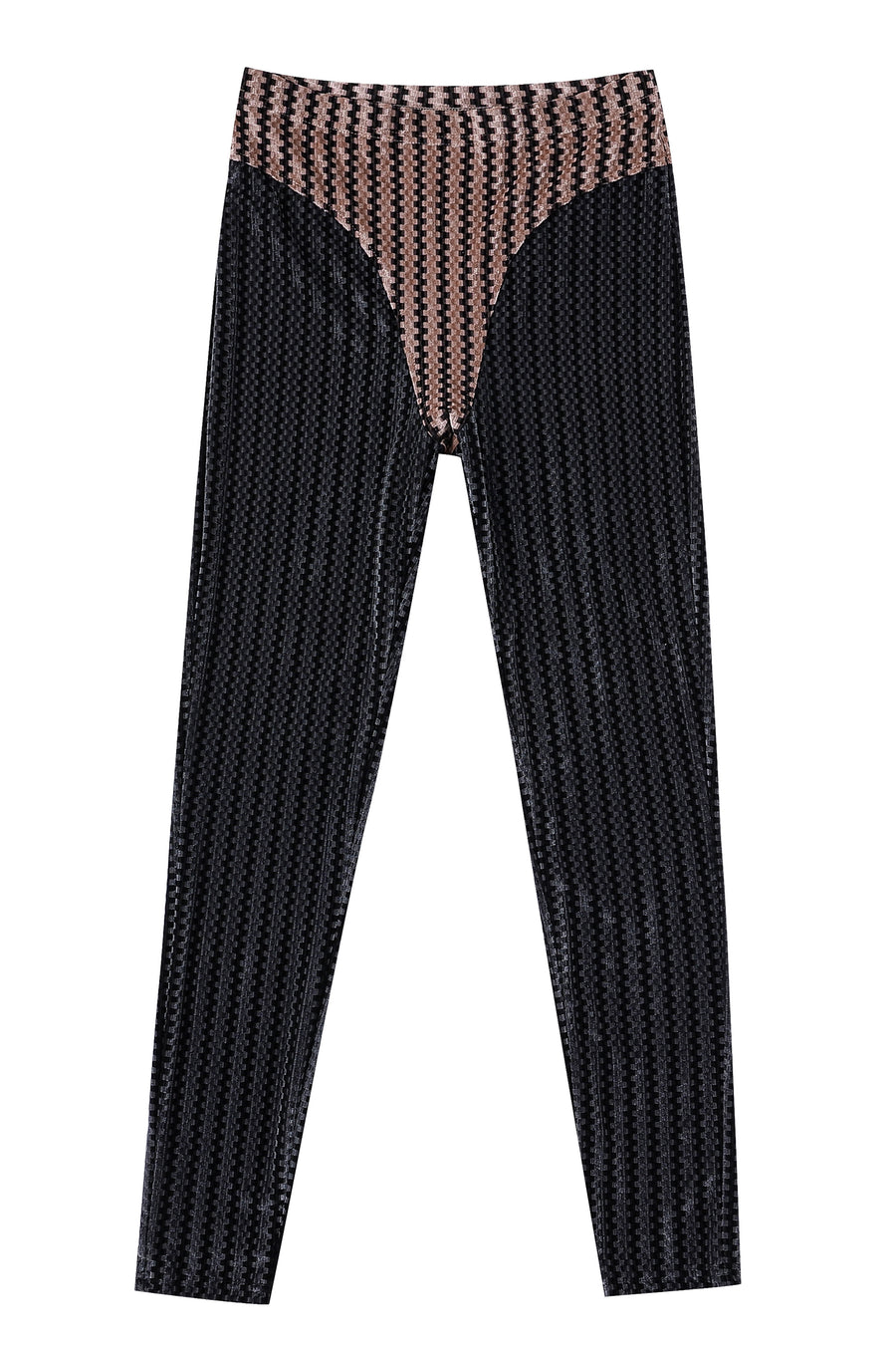 Criminal Crotch Thong Velvet Leggings Pink/Gray