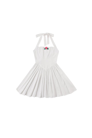 Thumbelina Mini Dress Soft Linen White