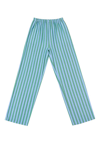 Lazy Pants Soft Linen Green/Blue Stripe