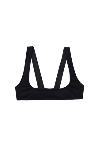 Tencel Rib Micro Scoop Bralette Black