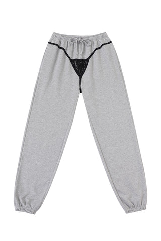 Lace Bikini Bod Zip-up Sweatpants Gray/Black
