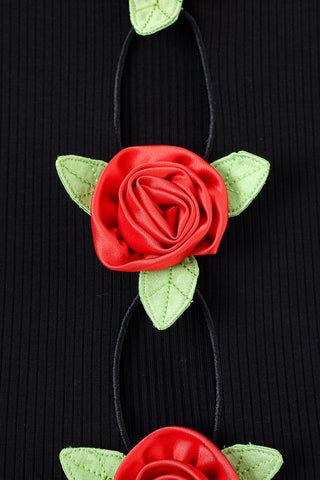 3 Hole Punch Tencel Rib Long Sleeve Red Roses
