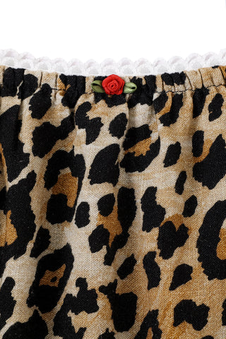 Leopard Linen Mini Slip Skirt