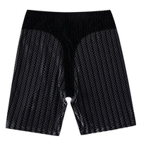 Black/Steel Striped Velvet Thong Shorts